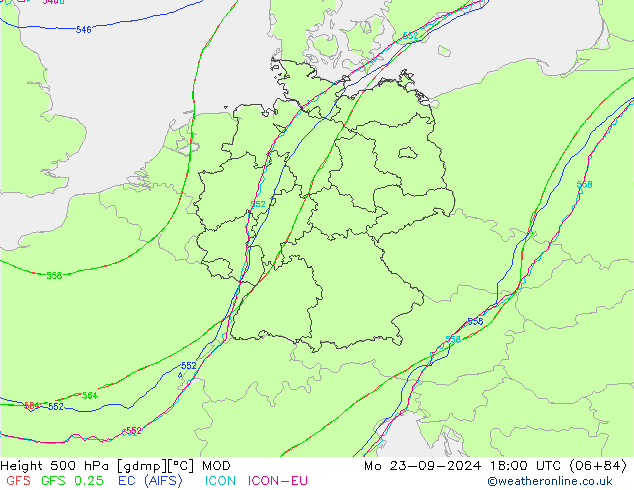 Height 500 hPa MOD Mo 23.09.2024 18 UTC