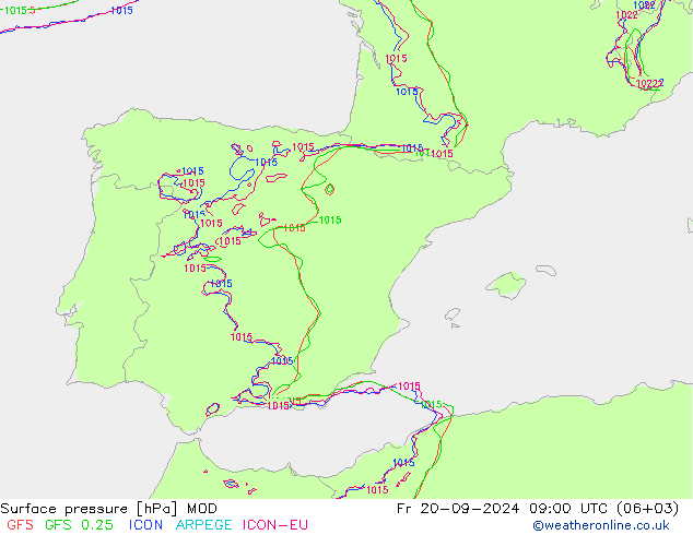 Surface pressure MOD Fr 20.09.2024 09 UTC