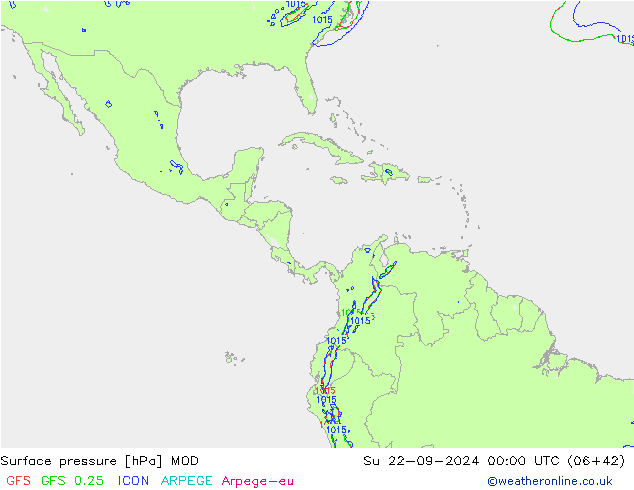 Presión superficial MOD dom 22.09.2024 00 UTC