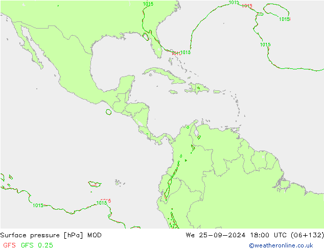 Atmosférický tlak MOD St 25.09.2024 18 UTC