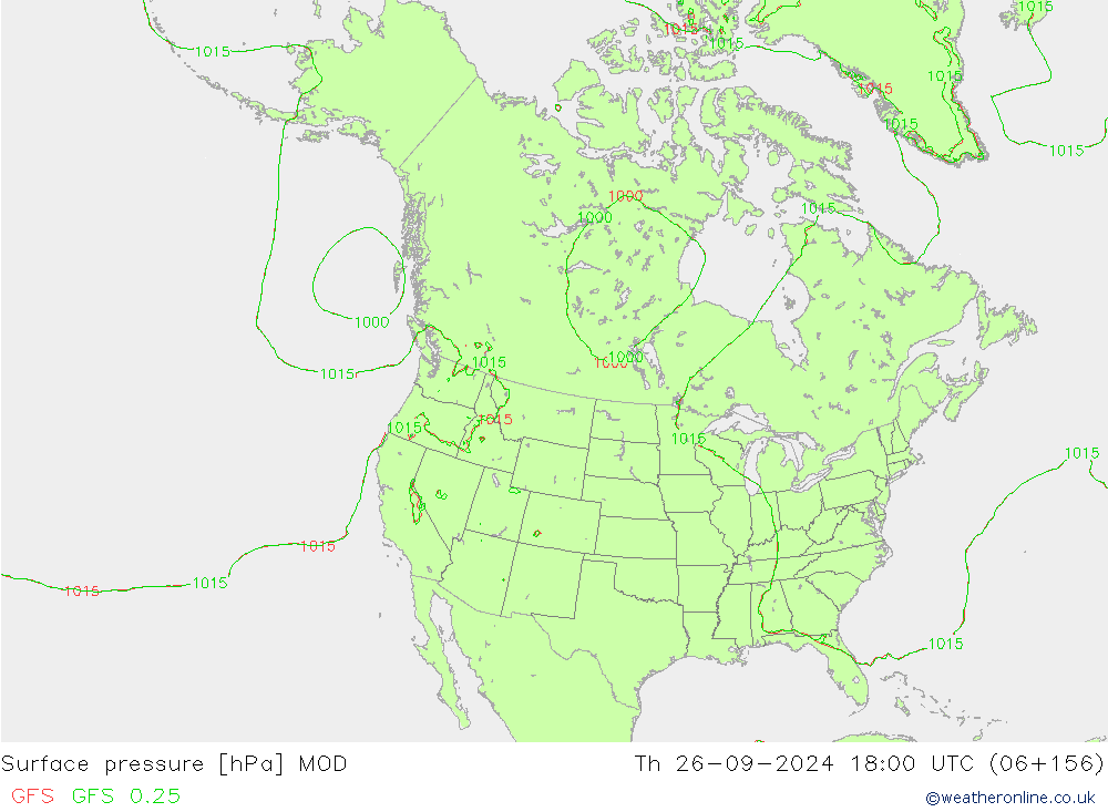 Surface pressure MOD Th 26.09.2024 18 UTC