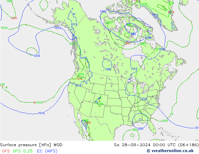 Surface pressure MOD Sa 28.09.2024 00 UTC