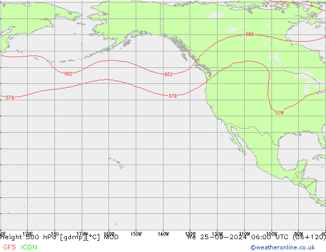 Height 500 hPa MOD Mi 25.09.2024 06 UTC