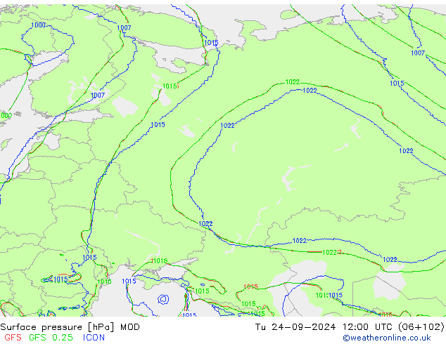 Surface pressure MOD Tu 24.09.2024 12 UTC