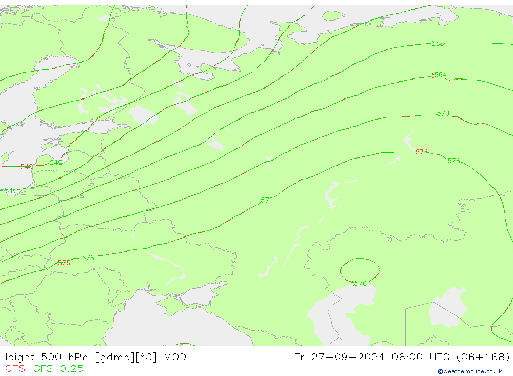 Height 500 hPa MOD  27.09.2024 06 UTC