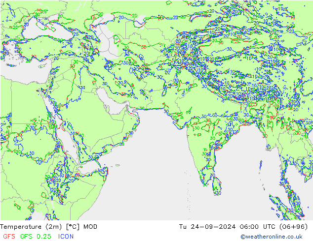 Temperatura (2m) MOD mar 24.09.2024 06 UTC