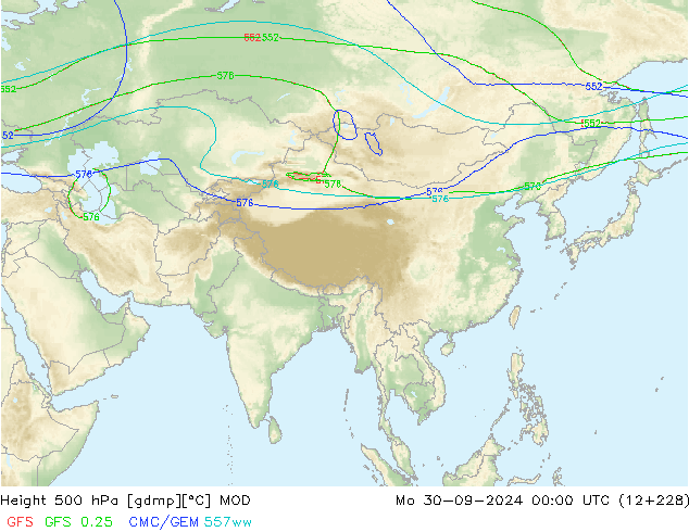 Height 500 hPa MOD Seg 30.09.2024 00 UTC