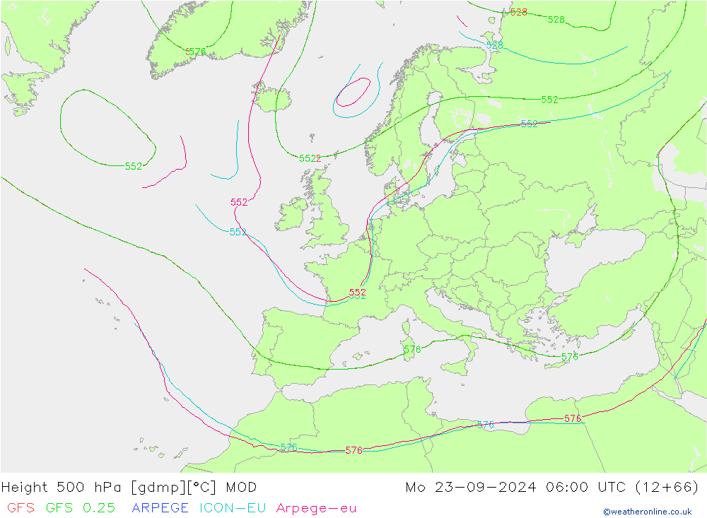 Height 500 hPa MOD pon. 23.09.2024 06 UTC