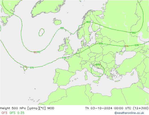 Height 500 hPa MOD Th 03.10.2024 00 UTC