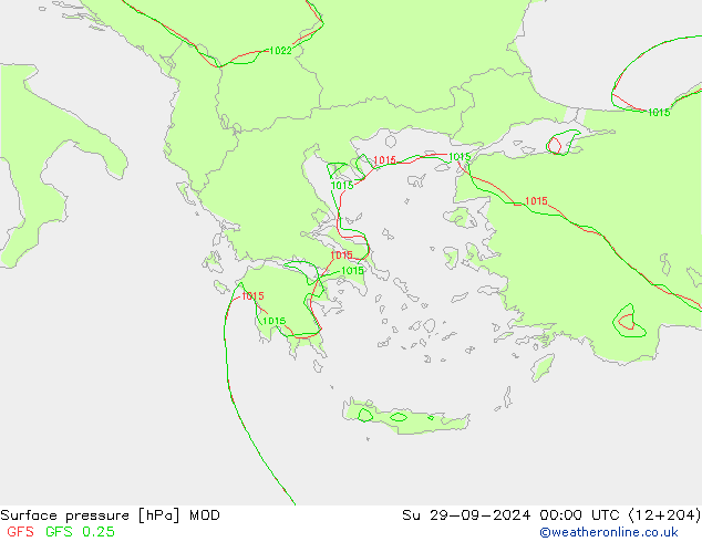 Surface pressure MOD Su 29.09.2024 00 UTC