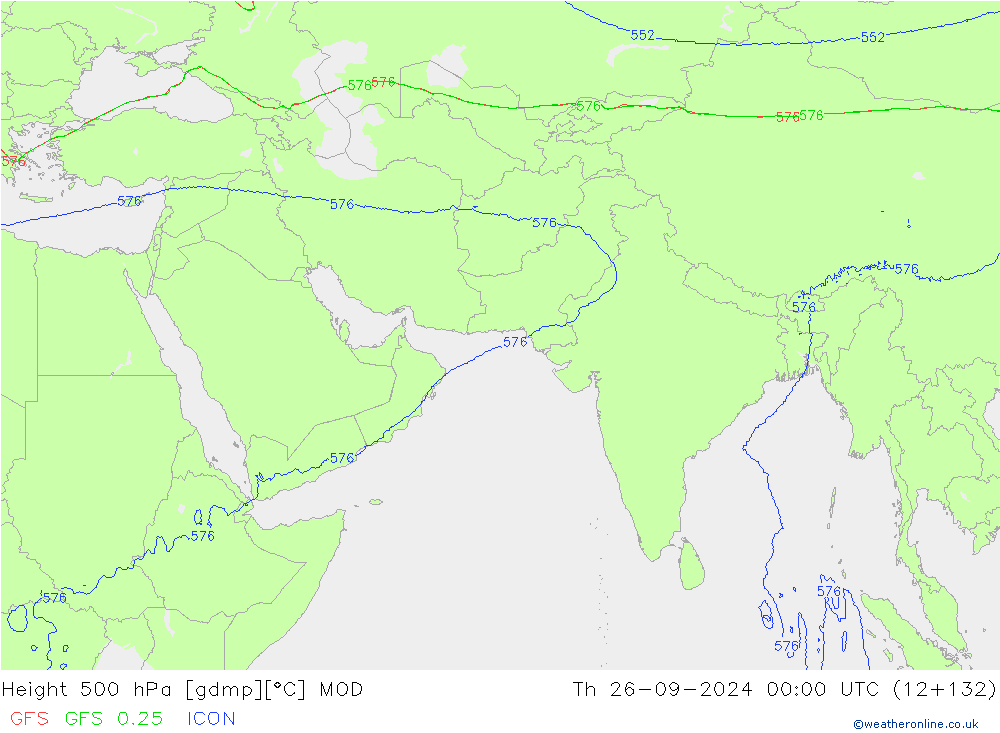 Height 500 hPa MOD czw. 26.09.2024 00 UTC