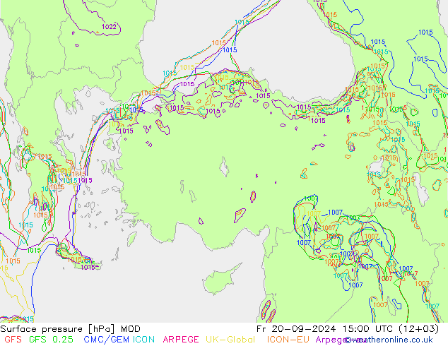 Surface pressure MOD Fr 20.09.2024 15 UTC