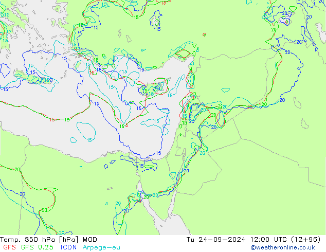 850 hPa Sıc. MOD Sa 24.09.2024 12 UTC