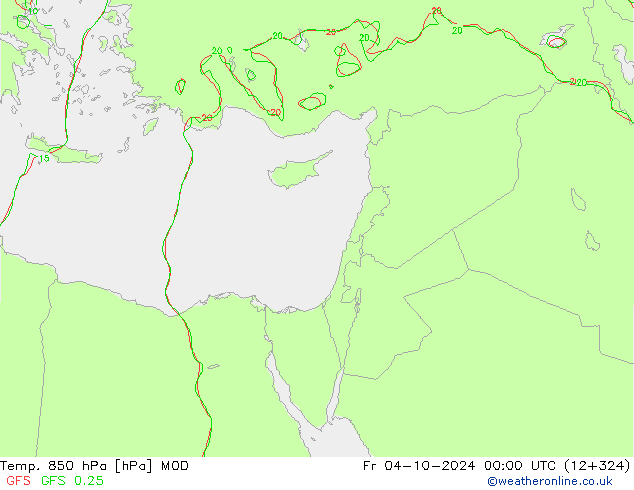 Temp. 850 hPa MOD Sex 04.10.2024 00 UTC