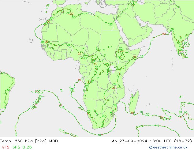 850 hPa Sıc. MOD Pzt 23.09.2024 18 UTC