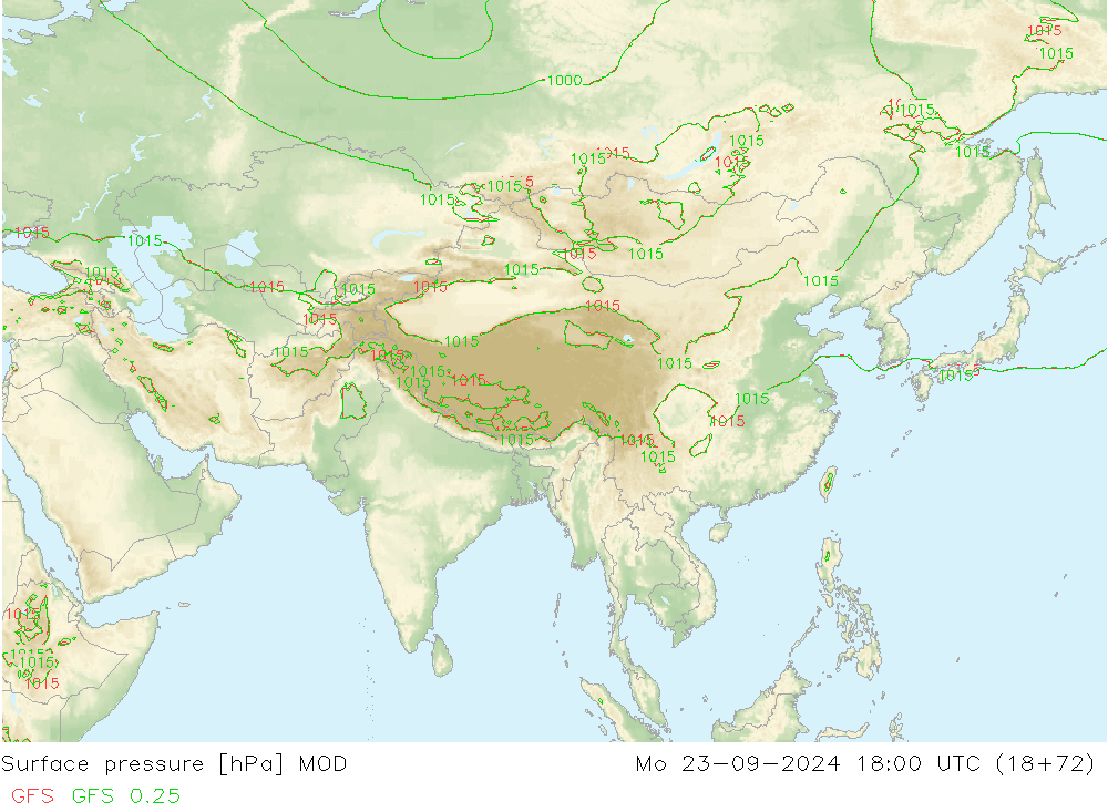 Atmosférický tlak MOD Po 23.09.2024 18 UTC