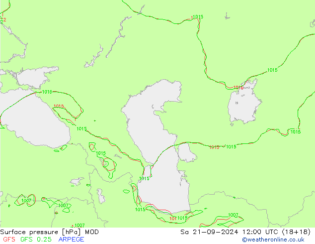 Surface pressure MOD Sa 21.09.2024 12 UTC