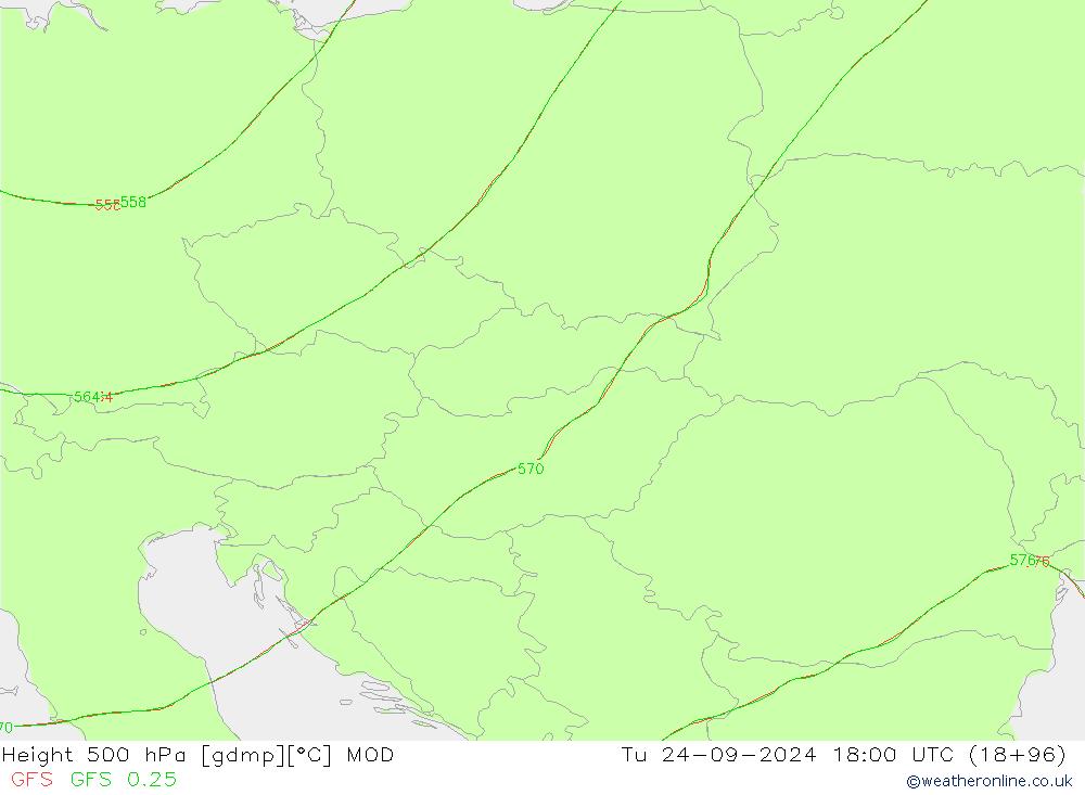 Height 500 hPa MOD wto. 24.09.2024 18 UTC