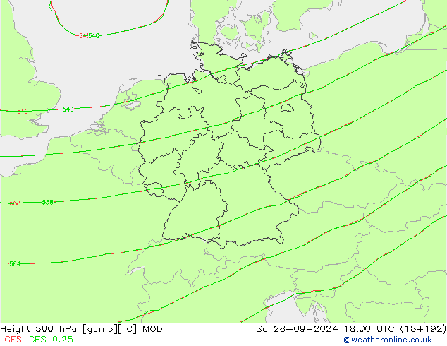 Height 500 hPa MOD So 28.09.2024 18 UTC