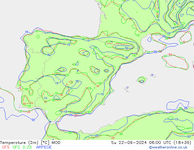 Temperatura (2m) MOD dom 22.09.2024 06 UTC