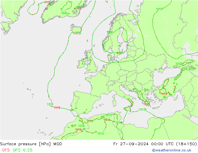 Pressione al suolo MOD ven 27.09.2024 00 UTC