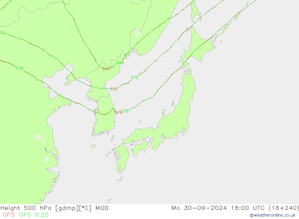 Height 500 hPa MOD  30.09.2024 18 UTC