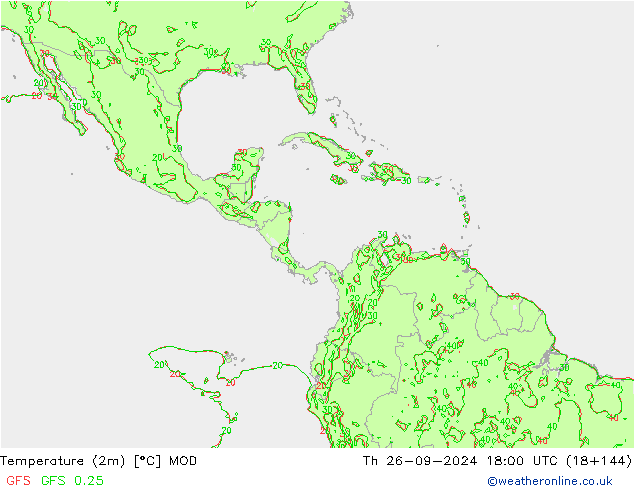 Temperatuurkaart (2m) MOD do 26.09.2024 18 UTC