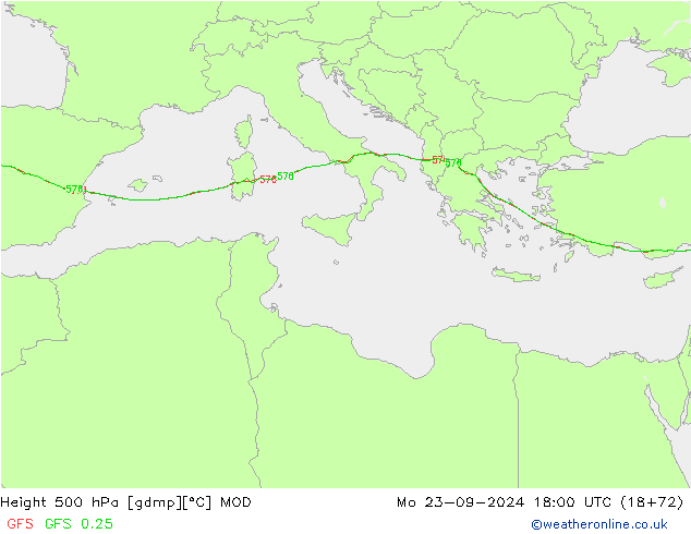 Height 500 hPa MOD  23.09.2024 18 UTC