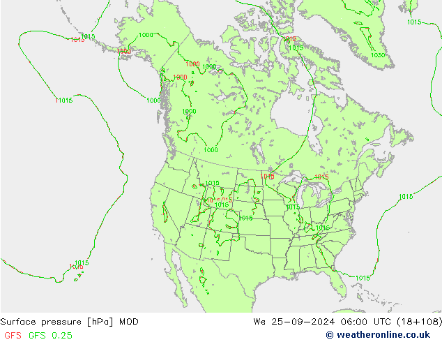 Surface pressure MOD We 25.09.2024 06 UTC