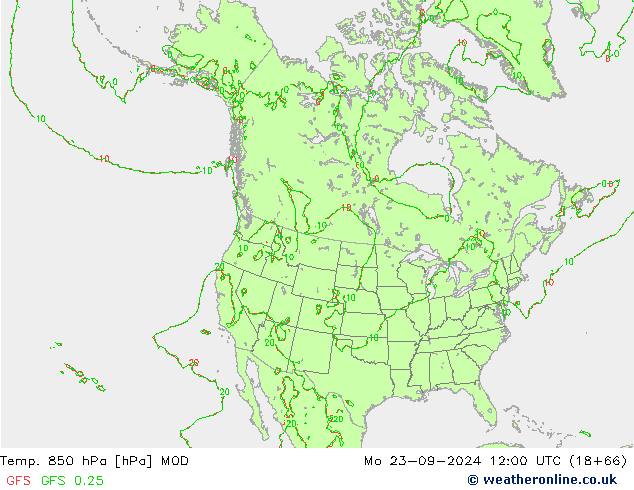 Temp. 850 hPa MOD Seg 23.09.2024 12 UTC