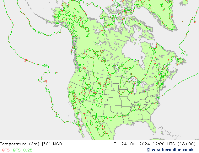 Temperatura (2m) MOD Ter 24.09.2024 12 UTC