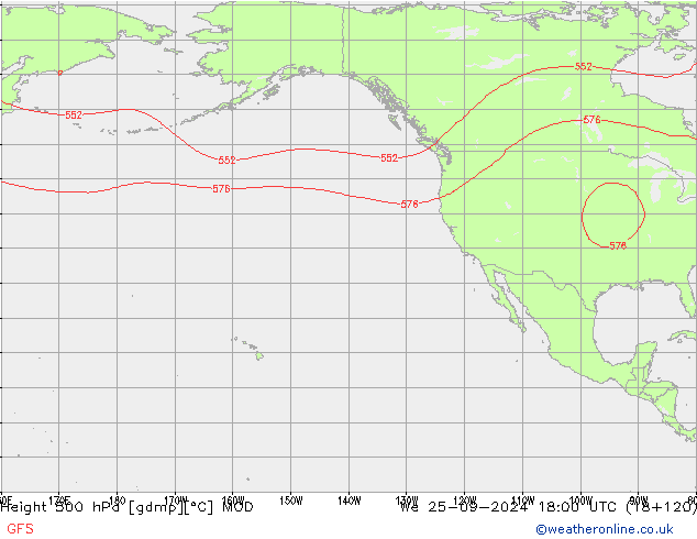 Height 500 hPa MOD We 25.09.2024 18 UTC