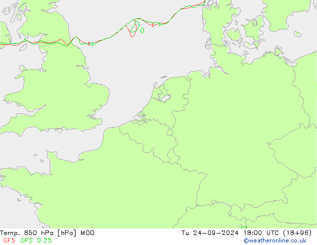 Temp. 850 hPa MOD  24.09.2024 18 UTC