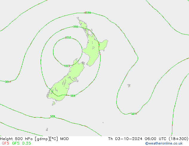 Height 500 hPa MOD Th 03.10.2024 06 UTC