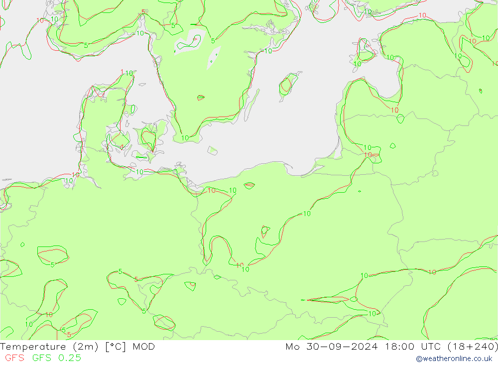 Temperature (2m) MOD Mo 30.09.2024 18 UTC