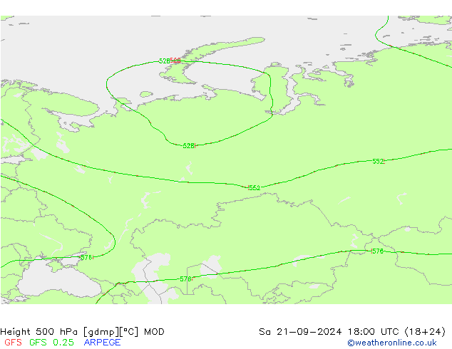 Height 500 hPa MOD Sa 21.09.2024 18 UTC