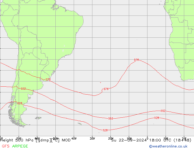 Hoogte 500 hPa MOD zo 22.09.2024 18 UTC