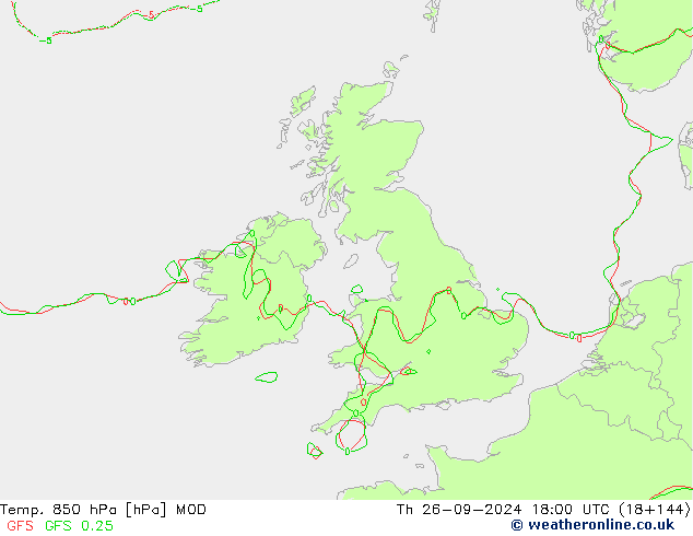 Temp. 850 hPa MOD Th 26.09.2024 18 UTC