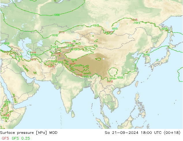 Surface pressure MOD Sa 21.09.2024 18 UTC