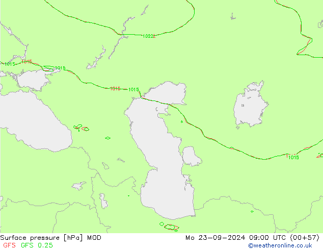 Surface pressure MOD Mo 23.09.2024 09 UTC