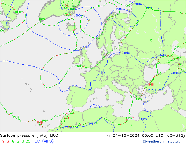 地面气压 MOD 星期五 04.10.2024 00 UTC