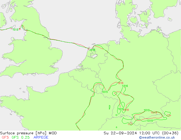 Surface pressure MOD Su 22.09.2024 12 UTC