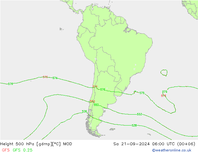 Height 500 hPa MOD Sa 21.09.2024 06 UTC