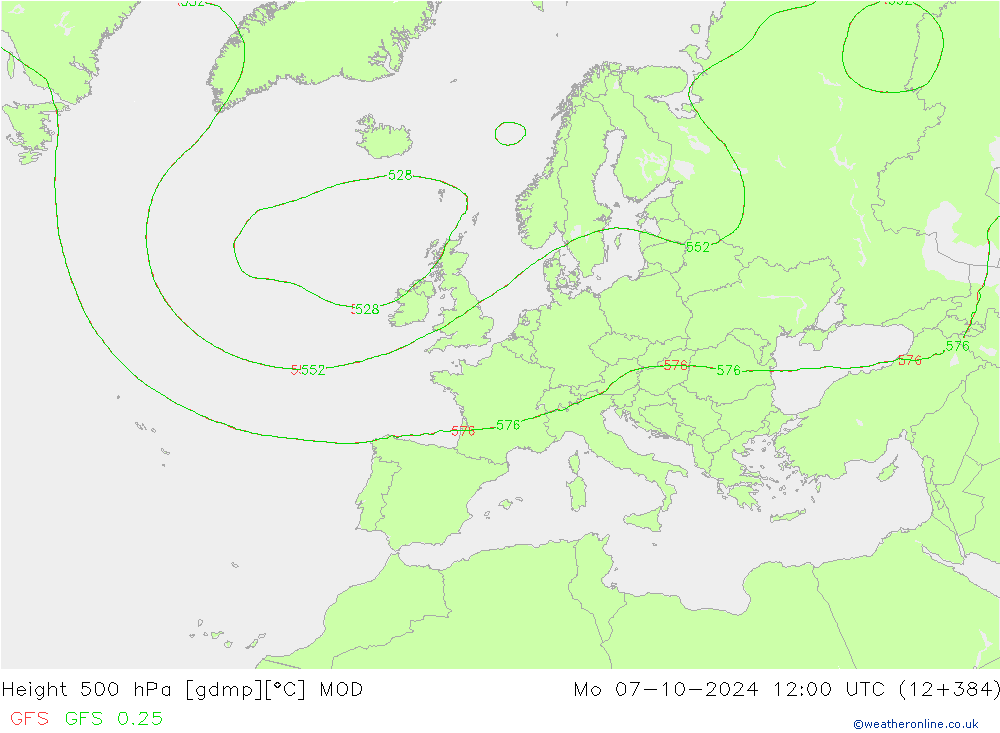 Geop. 500 hPa MOD lun 07.10.2024 12 UTC