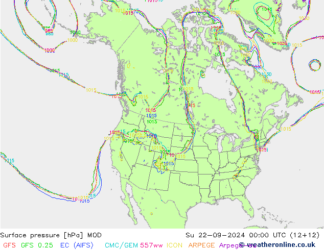 地面气压 MOD 星期日 22.09.2024 00 UTC