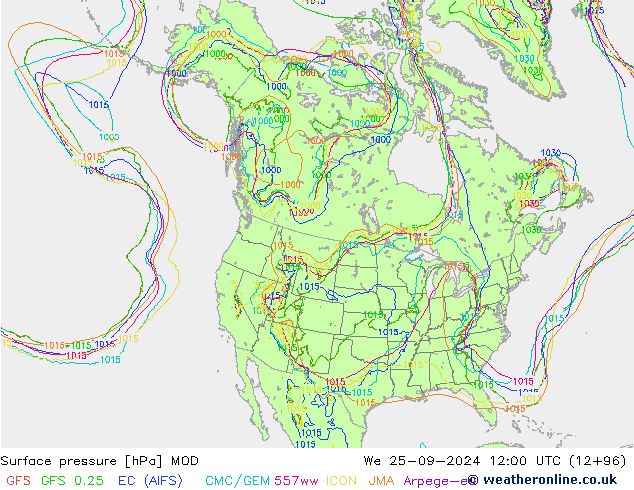 地面气压 MOD 星期三 25.09.2024 12 UTC