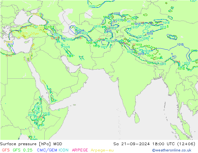 地面气压 MOD 星期六 21.09.2024 18 UTC