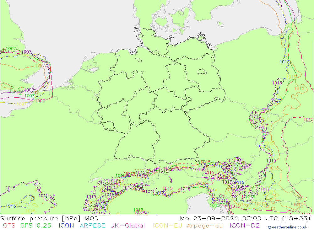 Surface pressure MOD Mo 23.09.2024 03 UTC