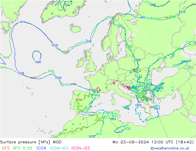 地面气压 MOD 星期一 23.09.2024 12 UTC