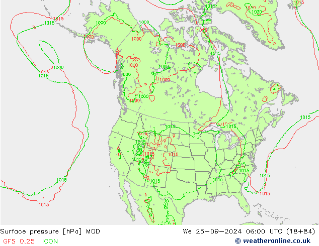 Surface pressure MOD We 25.09.2024 06 UTC